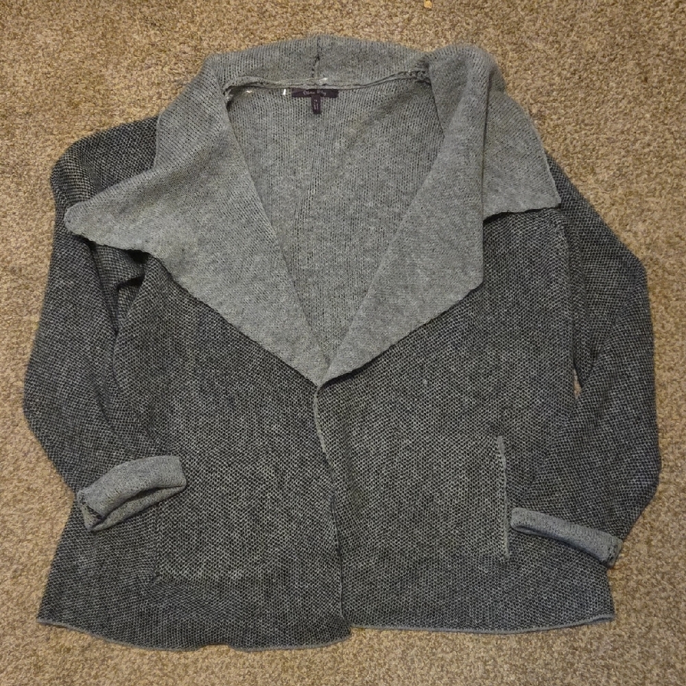 Gray Open Front Cardigan